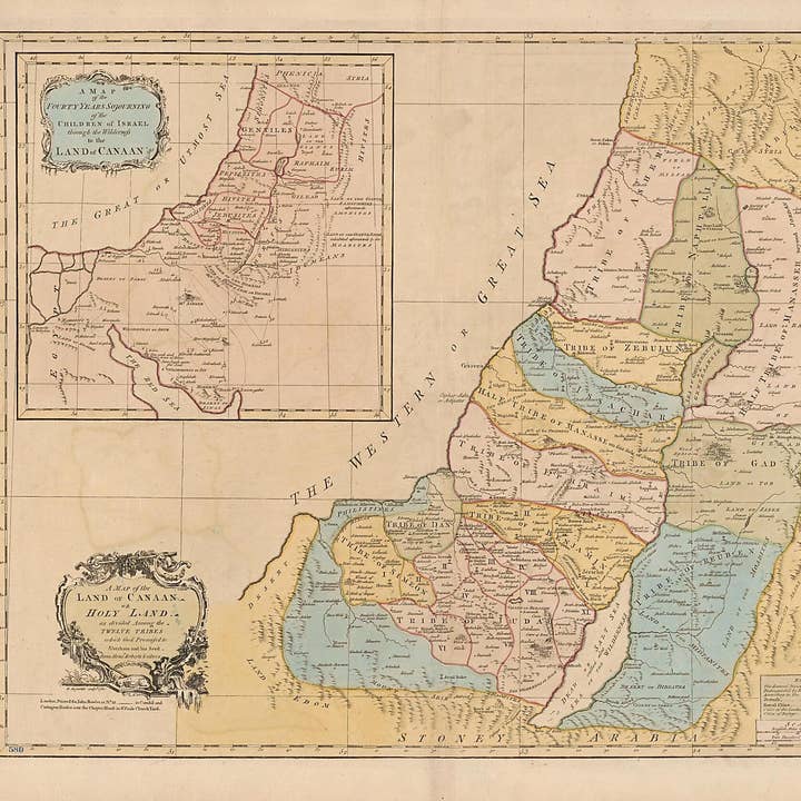 Relic Map Co. - Wholesale Map - A Map of the Land of Canaan Or Holy Land, As Divided Among the Twelve Tribes Which God Promised to Abraham and His Seed 17600