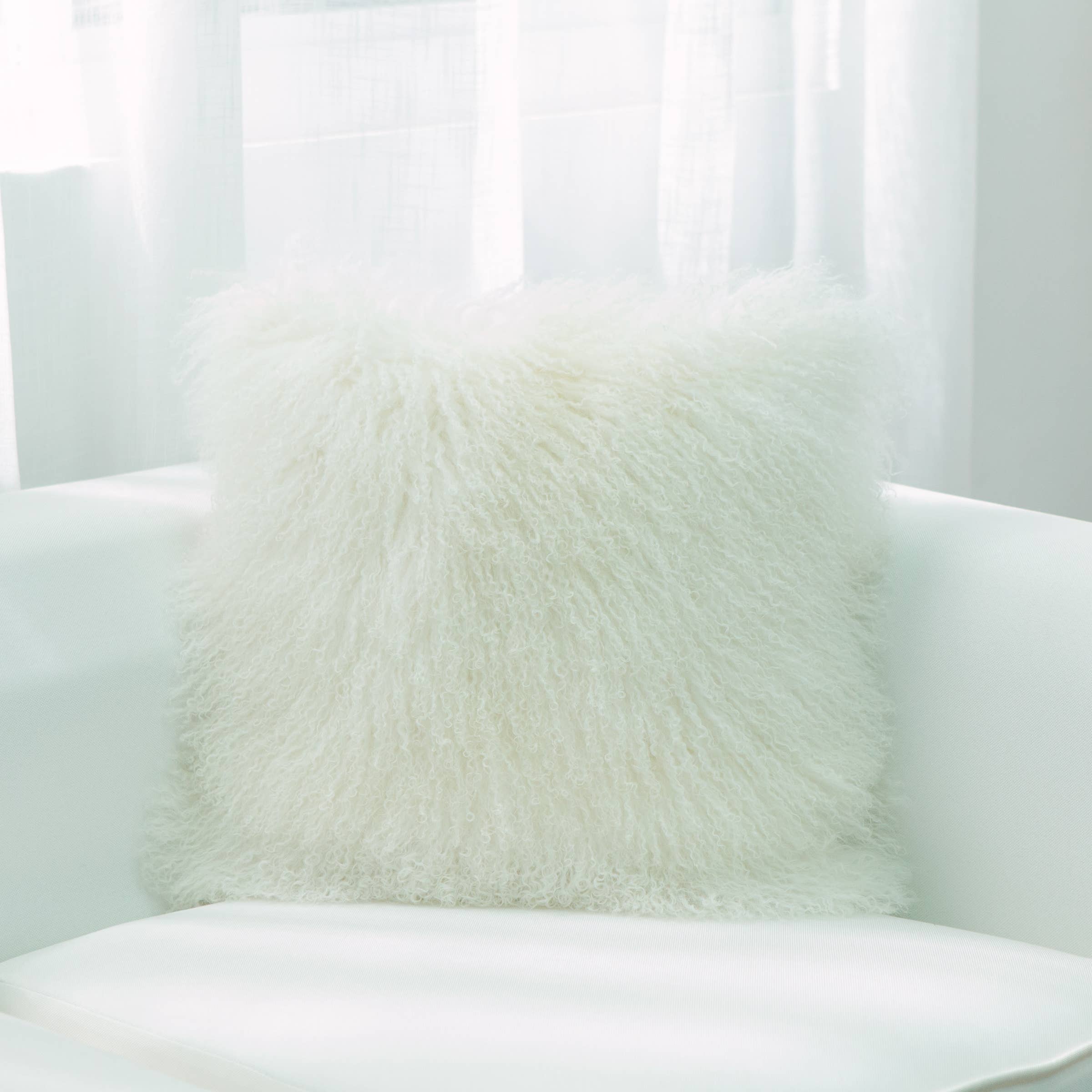 HUIRESOURCE - Wholesale Throw/Decorative Pillow - Mongolian Lamb Fur Throw Pillow - 18 x 18 inchesMongolian L2