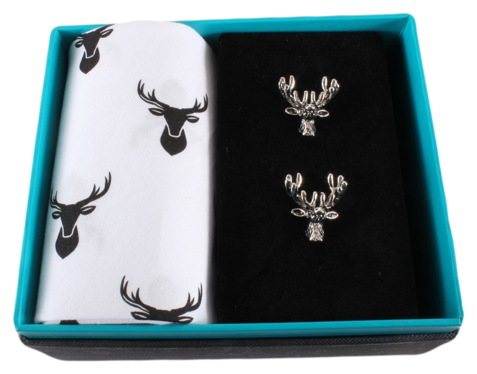 Dalaco - incorporating David Aster - Wholesale Cufflinks - Stag Handkerchief & Cufflink Set (Colours May Vary)1