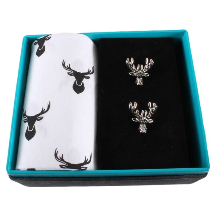 Dalaco - incorporating David Aster - Wholesale Cufflinks - Stag Handkerchief & Cufflink Set (Colours May Vary)1