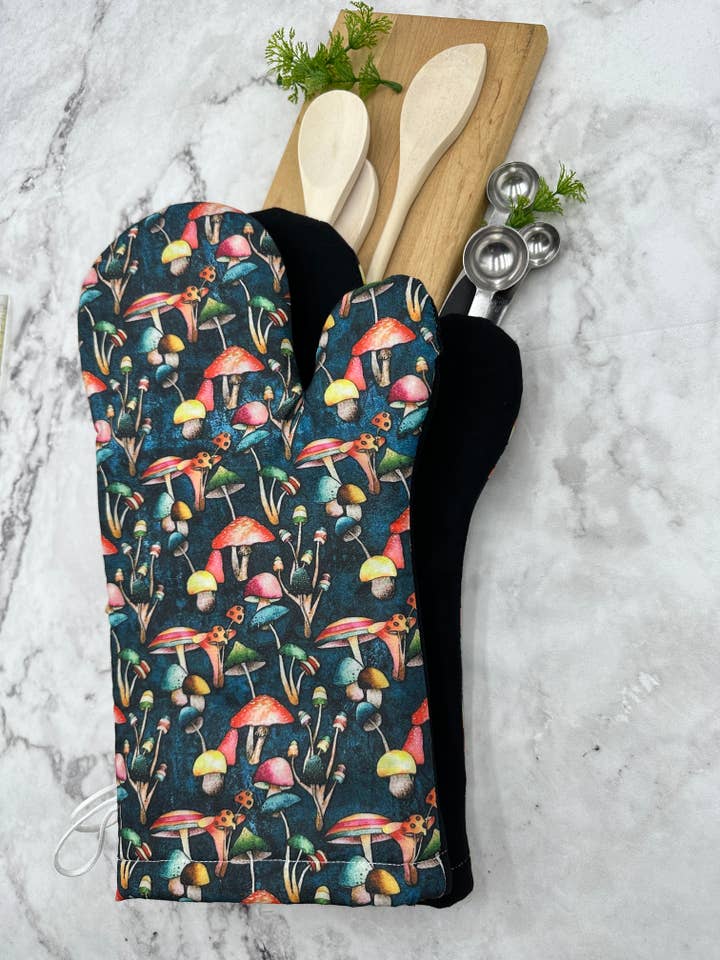 Oven Mitts Mushrooms. One PAIR of oven mitts. for wholesale by MS Creations