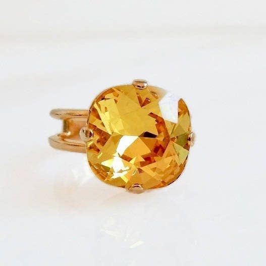 Citrine Yellow Crystal Ring for wholesale by Love Your Bling®