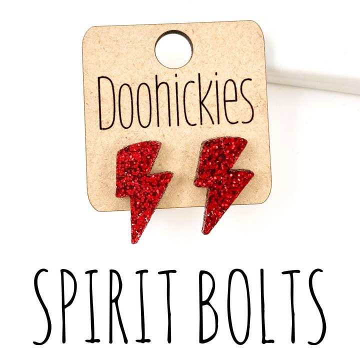 Doohickies - Wholesale Stud/Post Earrings - 20mm School Spirit Lightning Bolt Studs - Custom Spirit Earrings - 9 Color Options1