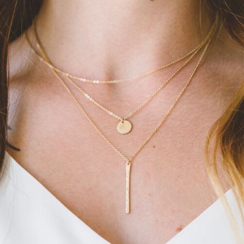 Modest Elements - Wholesale Pendant/Charm Necklace - Tiny Stamped Tag Necklace | 14kt Gold Fill + Sterling Silver1