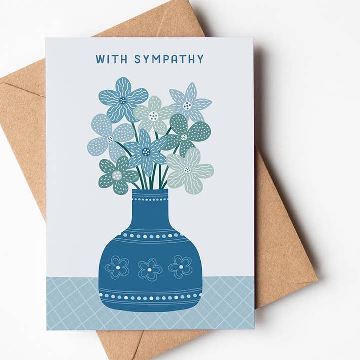 Blue Floral With Sympathy Card for wholesale by Jess A Little Creative