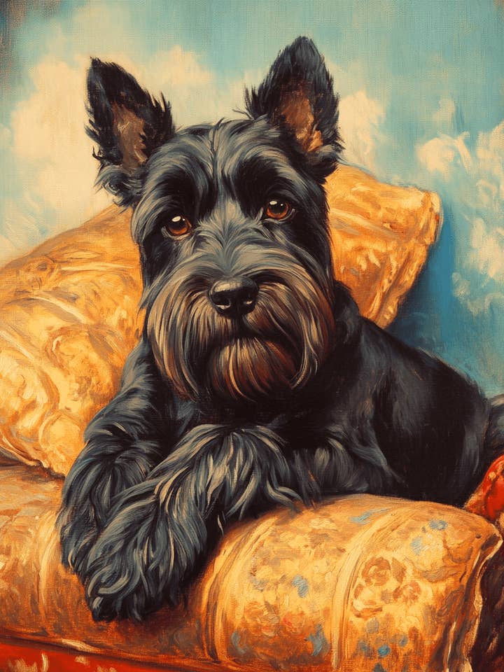 Schnauzer Relaxing - Pet Dog Still Life Wall Art Prints – 8″x10″ Artwork for 11″x14″ Frame for wholesale by Mowbi