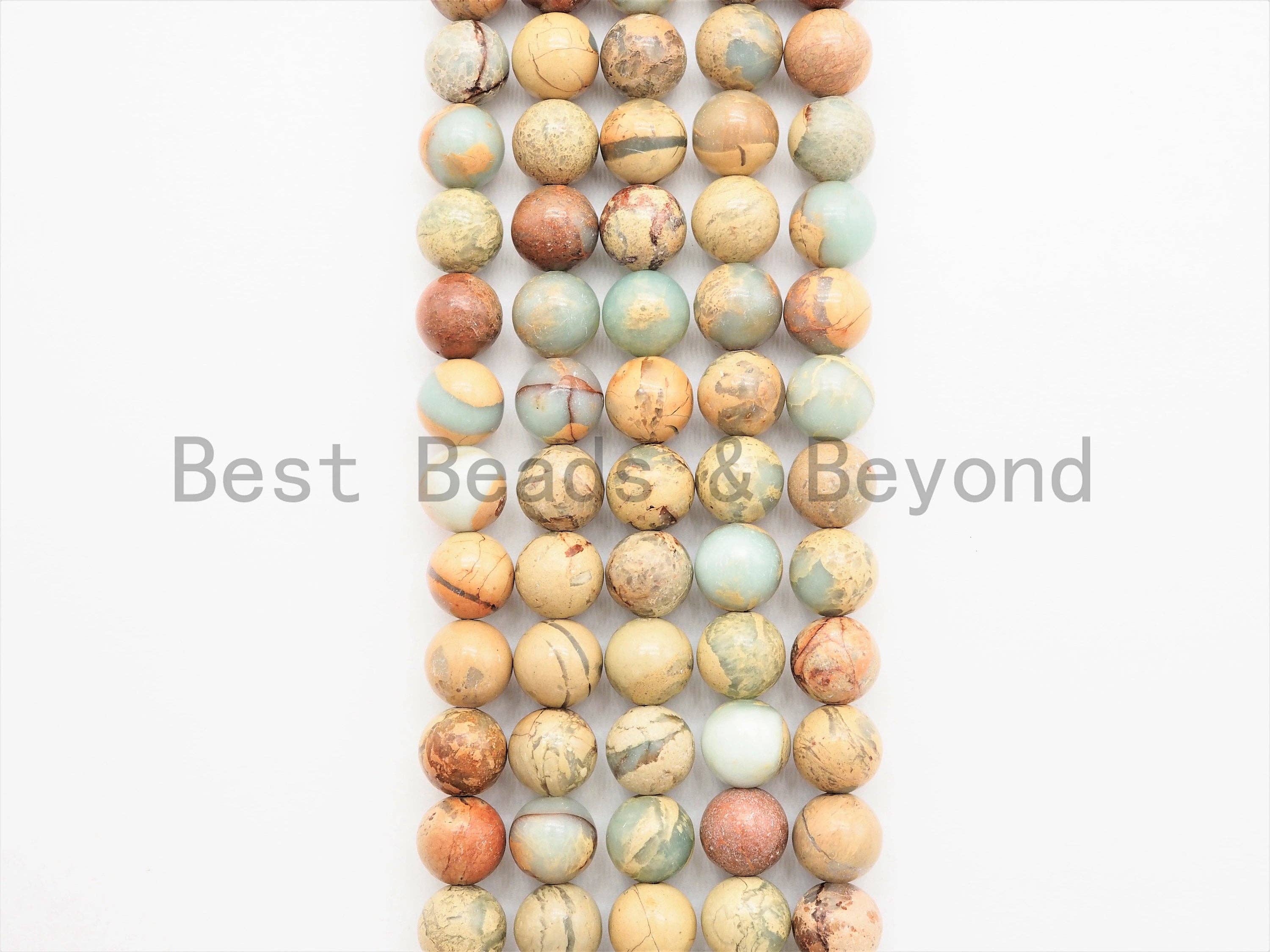 BestBeads&Beyond - Vente Perle - Perles rondes lisses en serpentine naturelle de qualité, diamètres 4 mm/8 mm/10 mm/12 mm, perles d'opale africaine, 39,4 cm de long, SKU#U3121