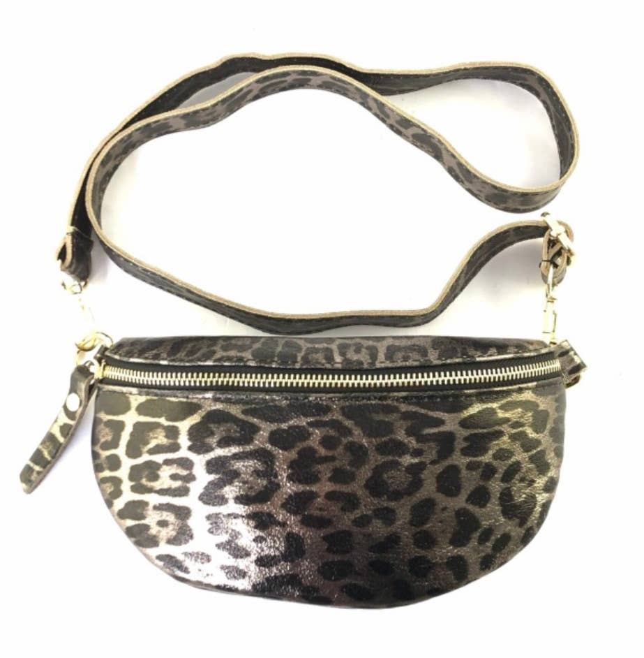 JIJOU CAPRI - Wholesale Belt Bag - Women's - Almond Leather Fanny Pack Leopard Print JIJOU CAPRI4