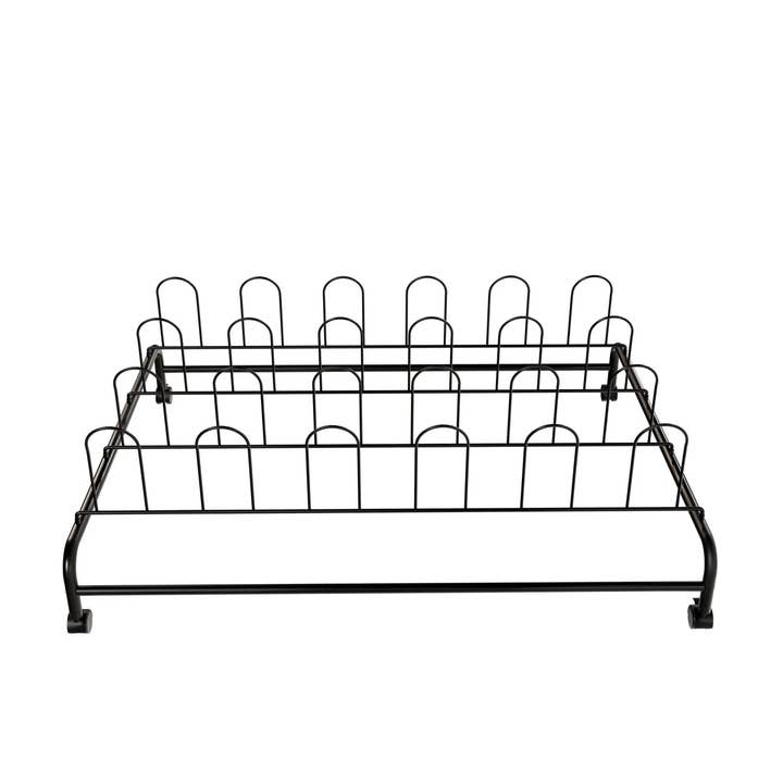 Glossy Black UTB Rolling Shoe Rack - Stores Up to 12 Shoes for wholesale by J&V TEXTILES