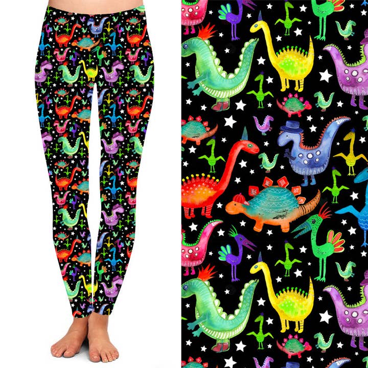 Natopia - Wholesale Fashion leggings – Women's - Dino Space Party Deluxe Leggings