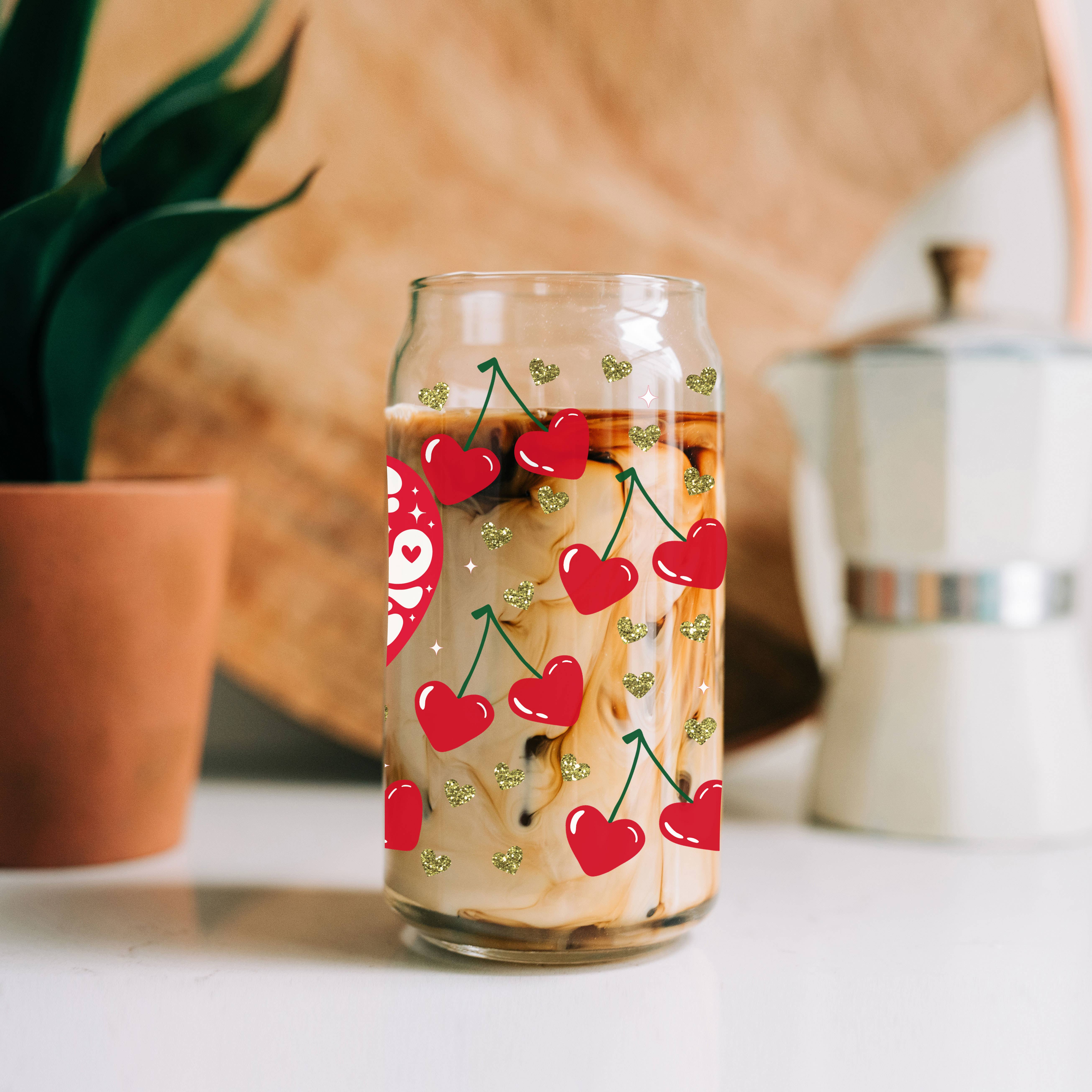 Gia Roma - Wholesale Coffee Mug - Valentines Glass Tumblers Heart Smiley, Galentines Gift Idea24