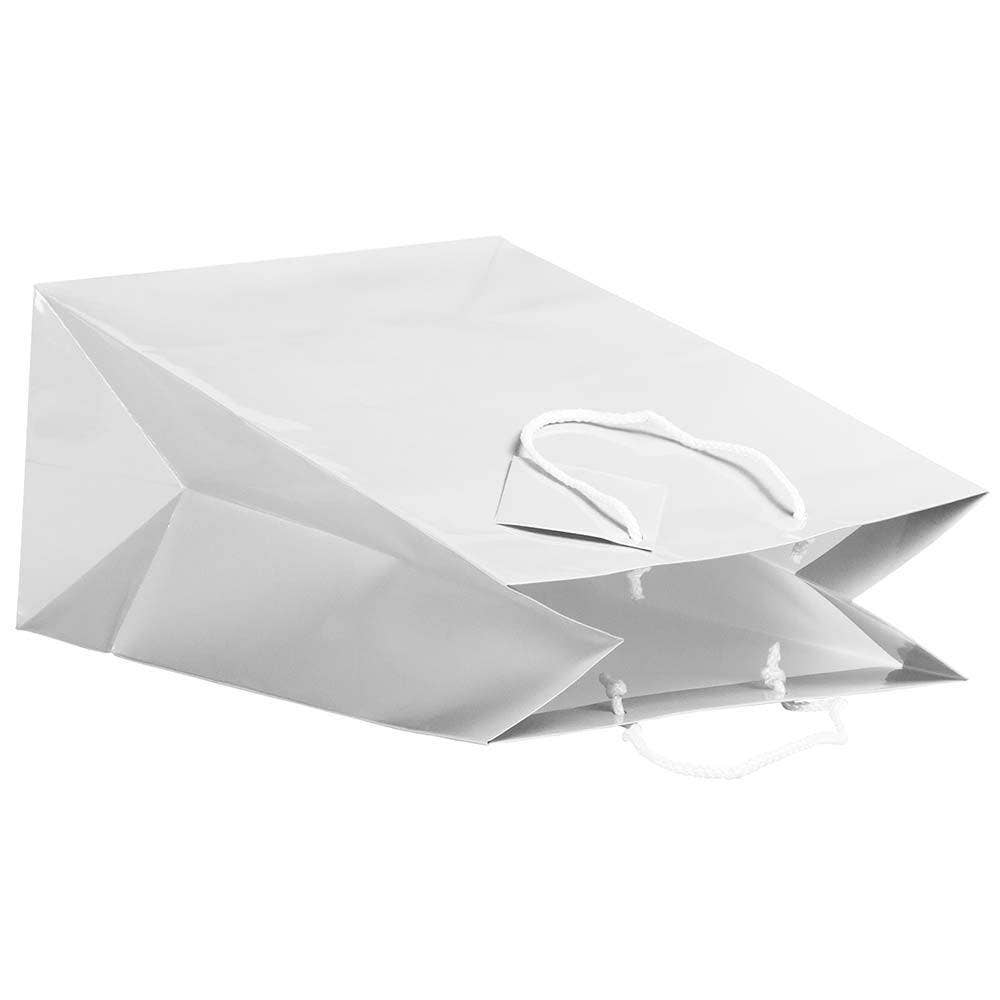 JAM PAPER - Wholesale Gift Bag - Glossy Gift Bags w/ Rope Handles, Large, 10x5x13, White, 6PK3