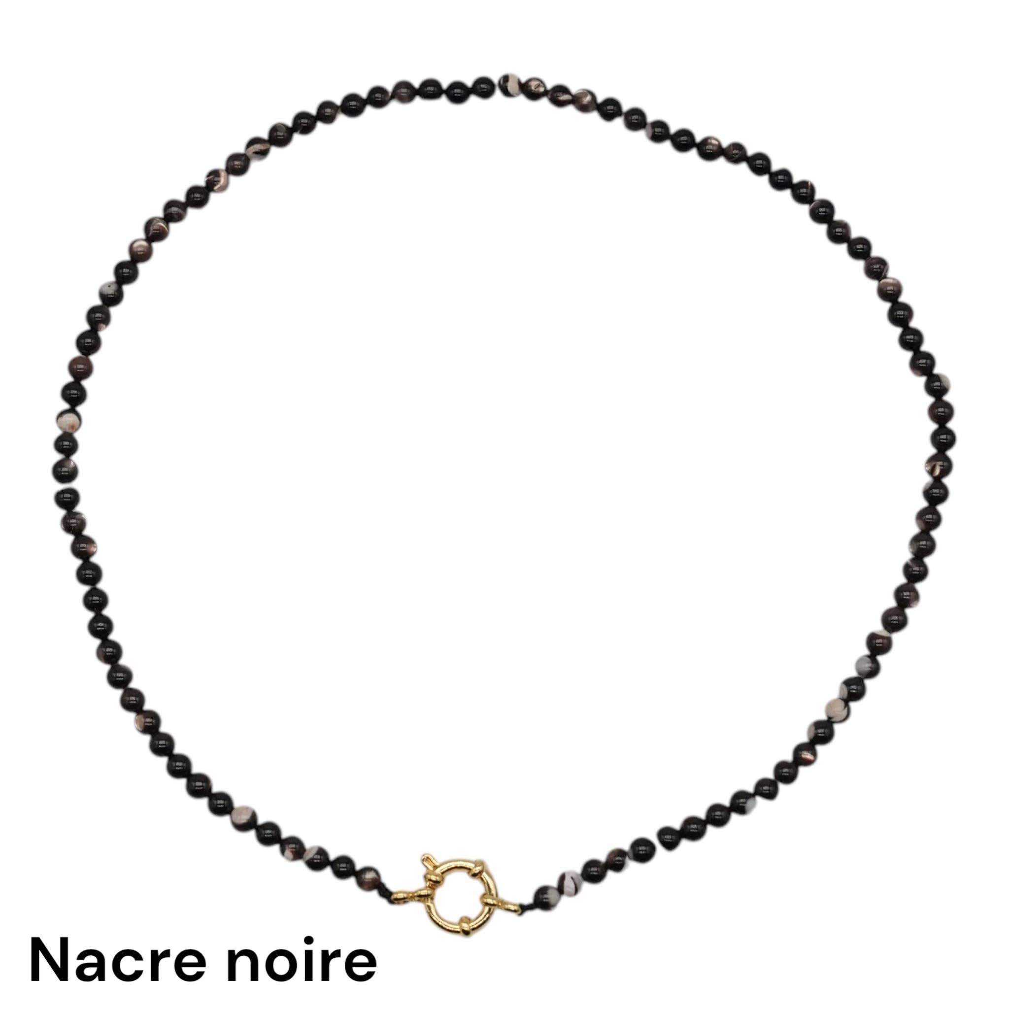 Foliesbijoux - Wholesale Beaded/Pearl Necklace - 43 cm 4 mm necklace with gold-plated stainless steel buoy clasp (20 stones available)6