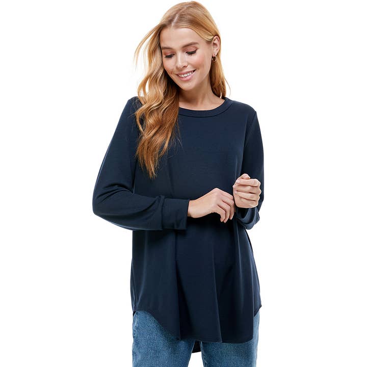 Azules Clothing - Wholesale Tunic - Women's - ATP-2321FT-Women's Oversized Long Sleeve Crew Neck Tunic45