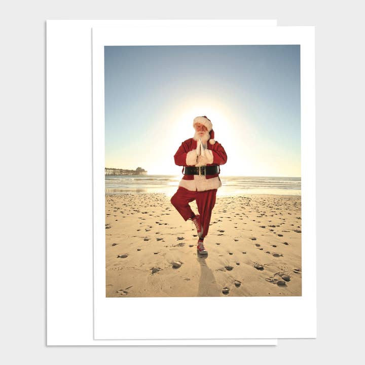 Santa Yoga Happy Holidays Greeting Card for wholesale by Palm Press
