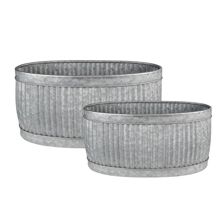 6Y4886 Decorative Zinc Tub Set of 2 52x25x26 cm Grey Metal for wholesale by Clayre & Eef