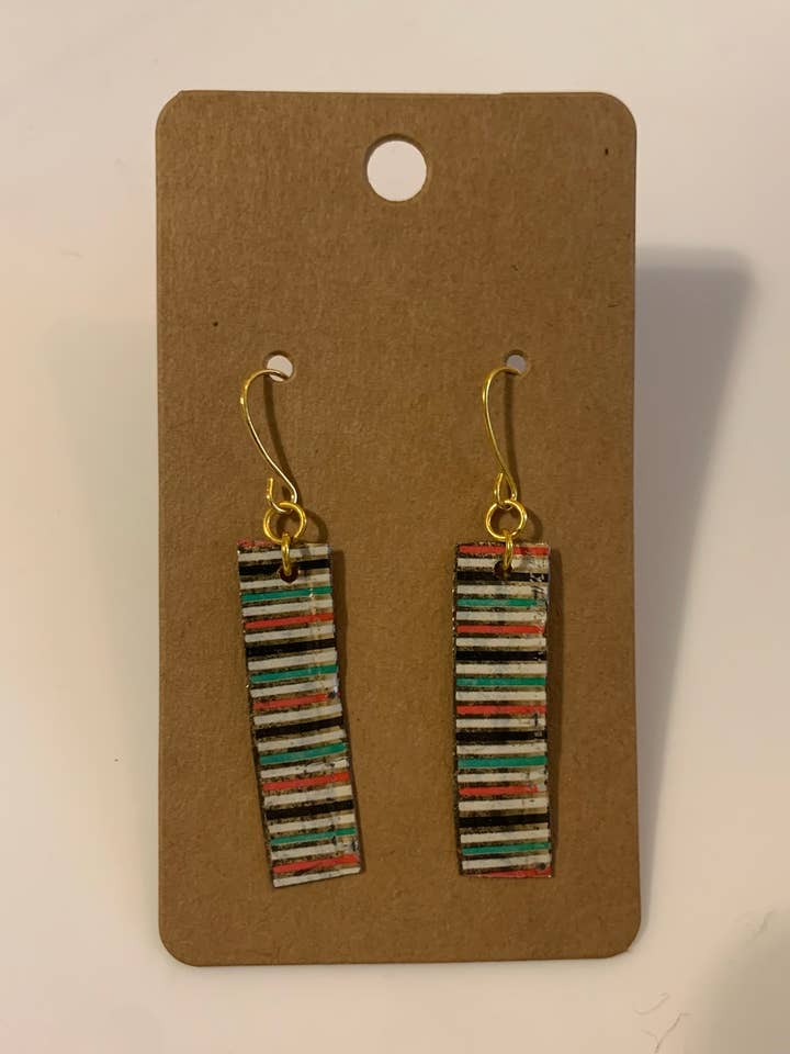 Green and Pink Mosaic Earrings for wholesale by Fancy Fig Creations