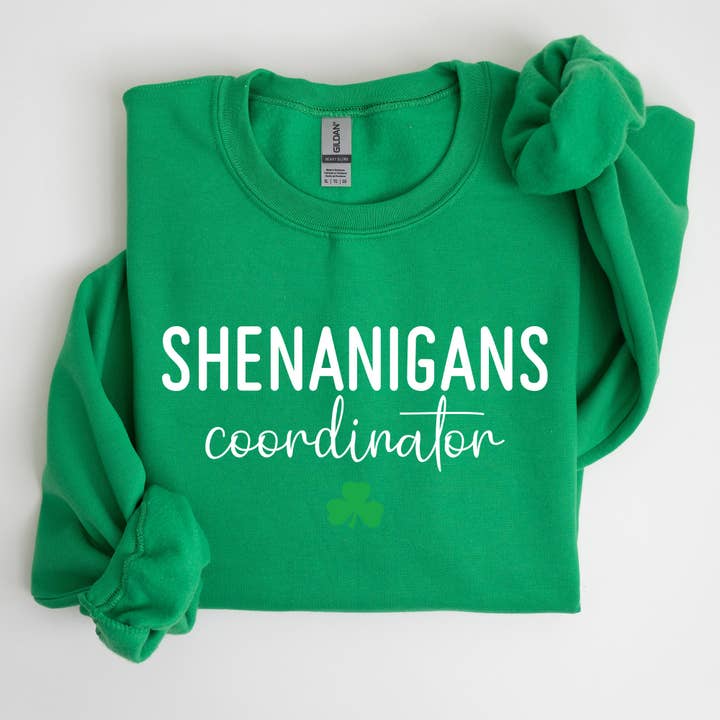 Refinery Number One LLC - Wholesale Graphic Sweatshirt - Women's - Shenanigans Coordinator, Funny, St Patrick's Day Sweatshirt
