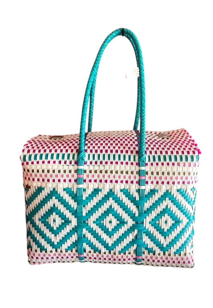 The Faria - Vente Sac de plage - Sacs de plage tissés à la main en plastique recyclé turquoise1