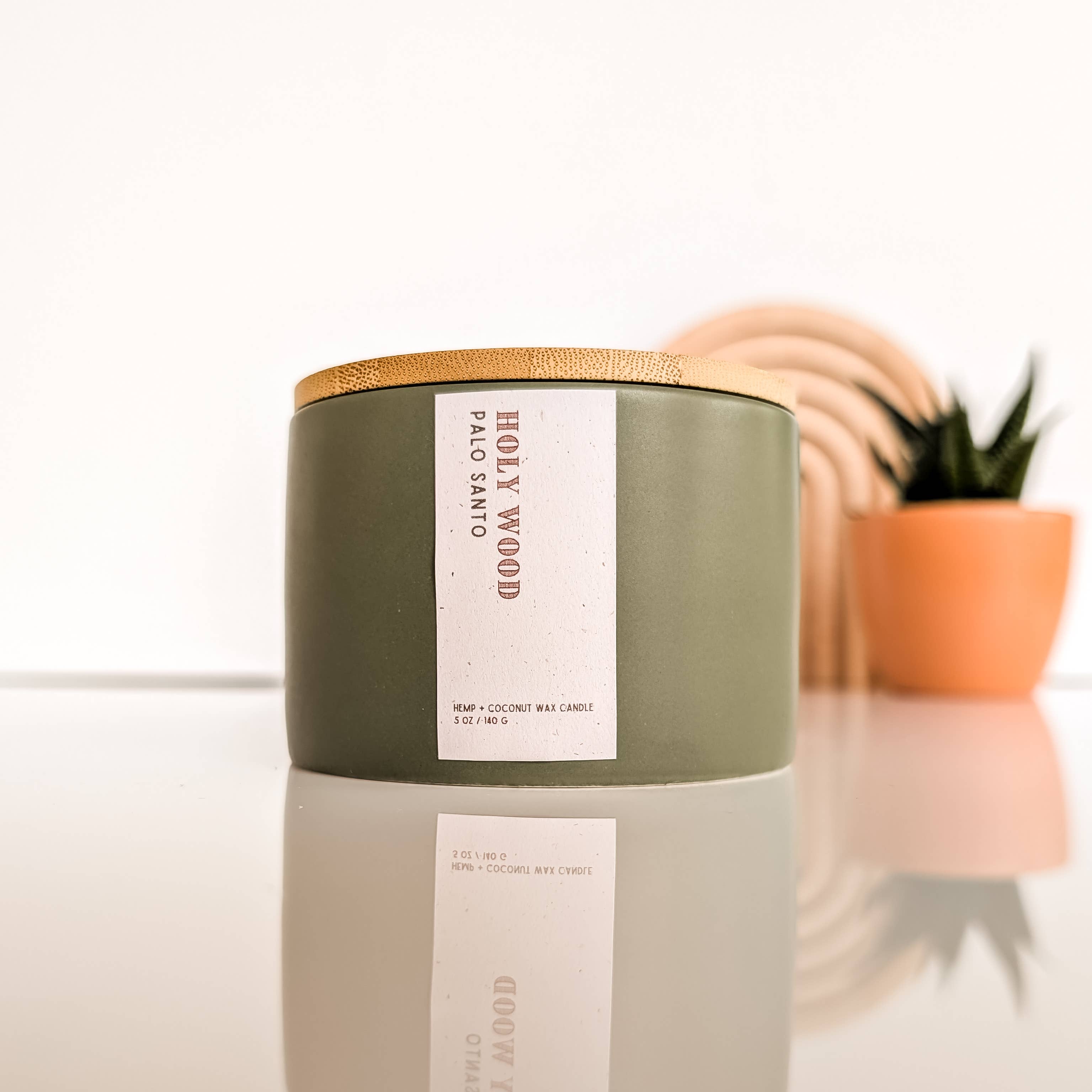 The Modern Sonoran – Großhandel Kerze im Glas / gefüllte Kerze – Holy Wood: Palo Santo Hanf-Kerze 141 g (Boho-Dekor & Geschenk)2