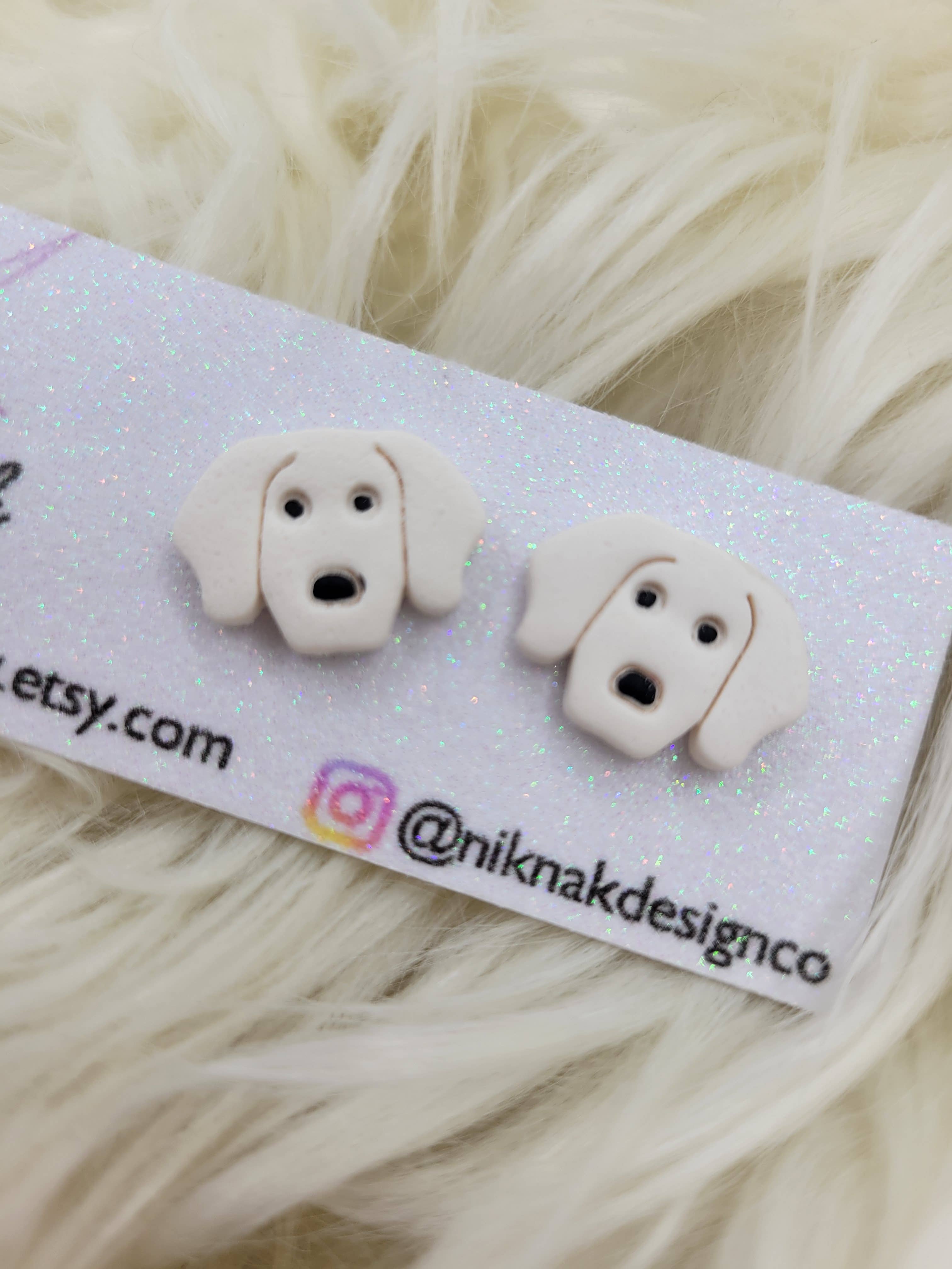 Nik Nak Design Co. - Wholesale Stud/Post Earrings - Puppy Dog Polymer Clay Stud Earrings0