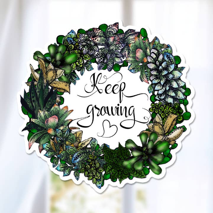 Grinalda suculenta, continue crescendo, adesivo verde inspirador por atacado de Katekreates