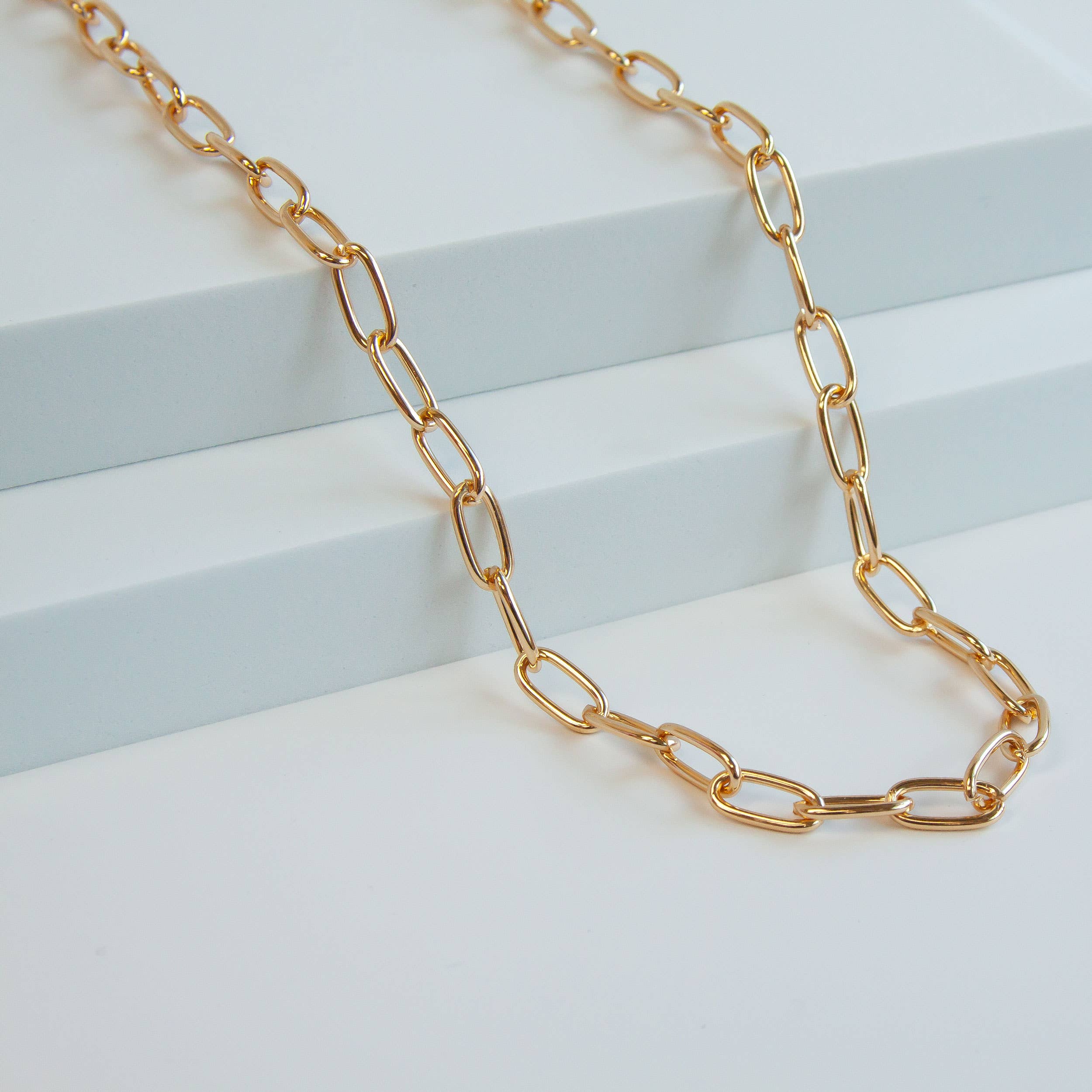 Charles Albert Inc - Wholesale Link & Chain Necklace - Gold Tone Base Metal Paperclip Chain with Lobster Claw Clasp4