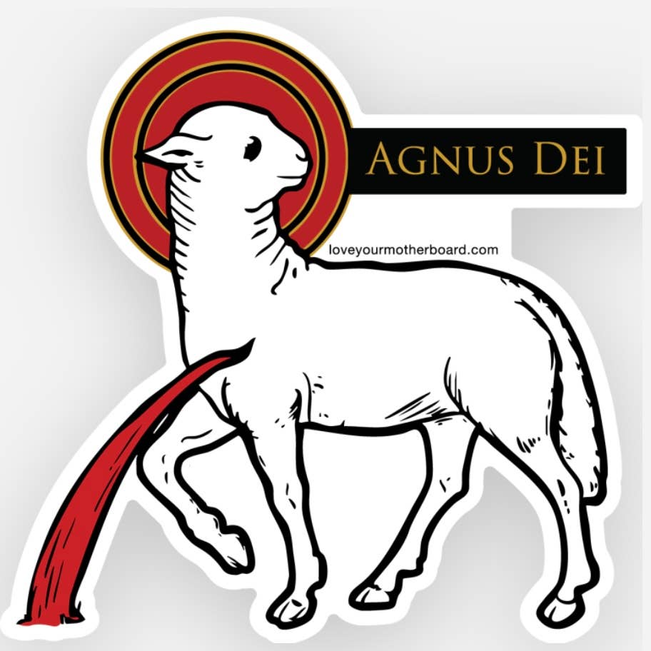 The Retro - a Full of Grace USA Company - Wholesale Sticker - Red Agnus Dei (Lamb of God) Sticker Decal - NEW0