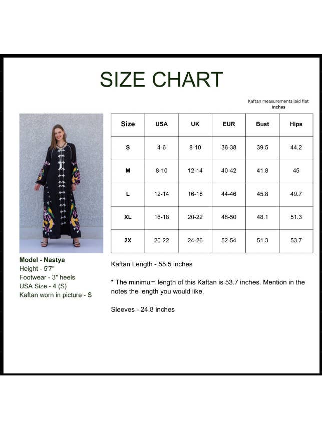 Gipci - Wholesale Kaftan - Dames - Zwarte kleurrijke kaftan van Egyptisch katoen2
