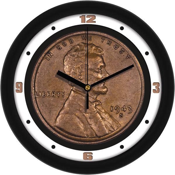 1943 Copper Penny Coin Collectors Wall Clock for wholesale by Sun Time