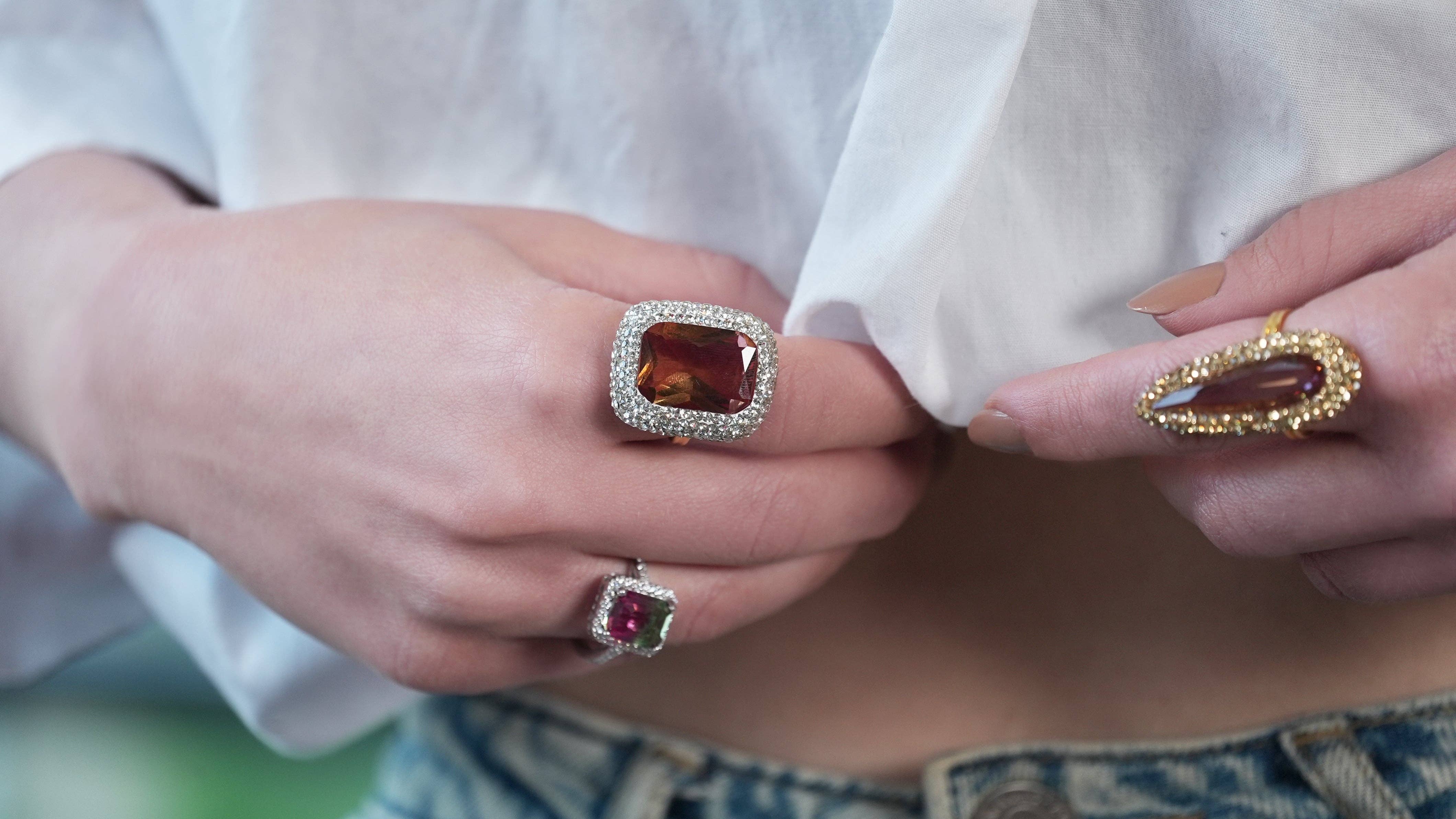 ZEYZEY - Vendita all'ingrosso Anelli cocktail/statement - Anello in Argento Sterling con Pietra Cambia Colore Regolabile1