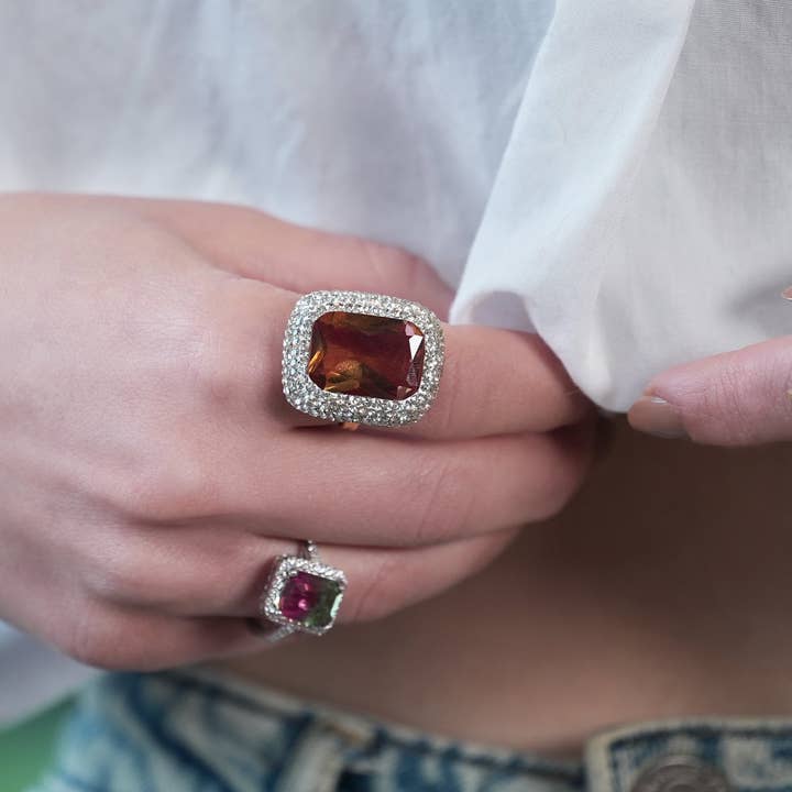 ZEYZEY - Vendita all'ingrosso Anelli cocktail/statement - Anello in Argento Sterling con Pietra Cambia Colore Regolabile1