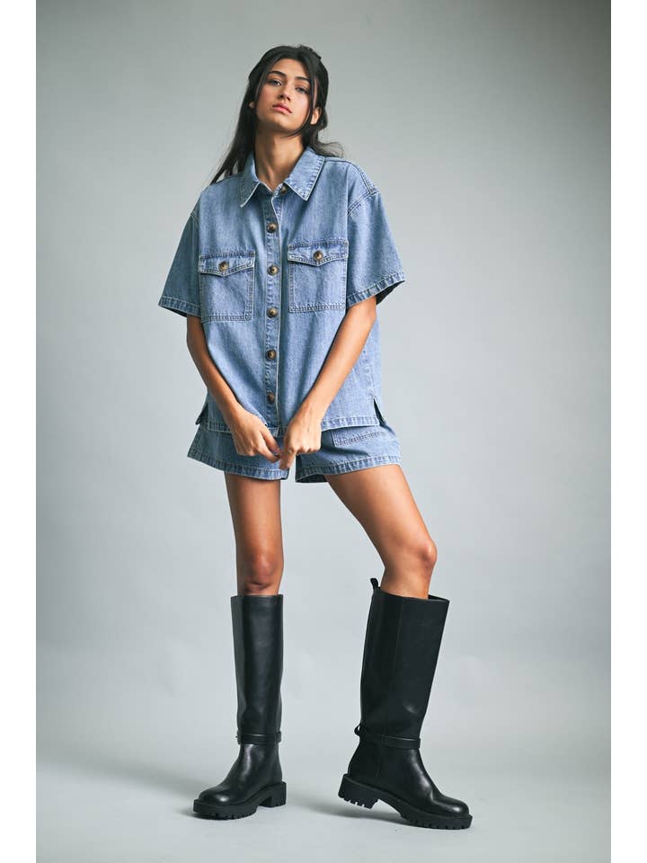 Wishlist Apparel - Vente Chemise – femme - CHEMISE EN JEAN À BOUTONS / WL25-11256T7