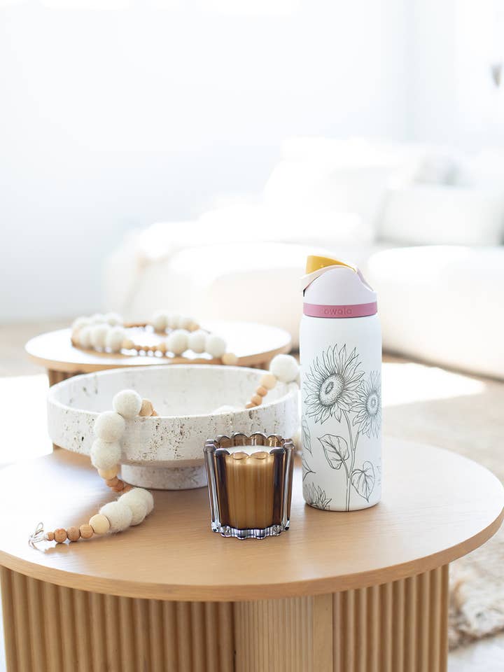 SUNFLOWER ENGRAVED OWALA FREESIP 32OZ STAINLESS TUMBLER for wholesale by KNOTS + NOOK