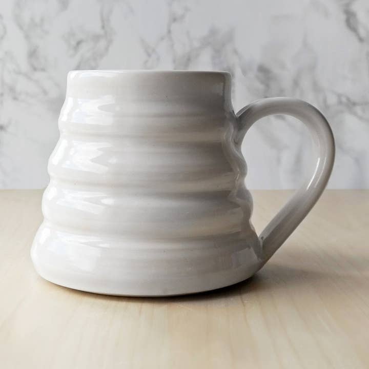 Bee Skep Pottery Mug - Dove White for wholesale by Stuck in the Mud Pottery