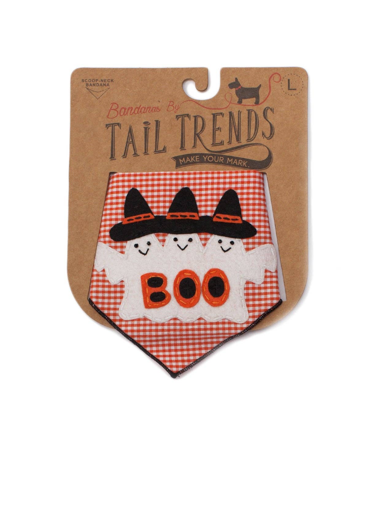 Orange 3 Ghosts Boo Dog Bandana Fun Halloween Pet Accessory for wholesale on Faire5