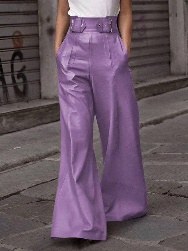 Sheer Trend - Vendita all'ingrosso Pantalone - Donna - Pantaloni con snodo diviso con tasche plissettate larghe a vita alta5