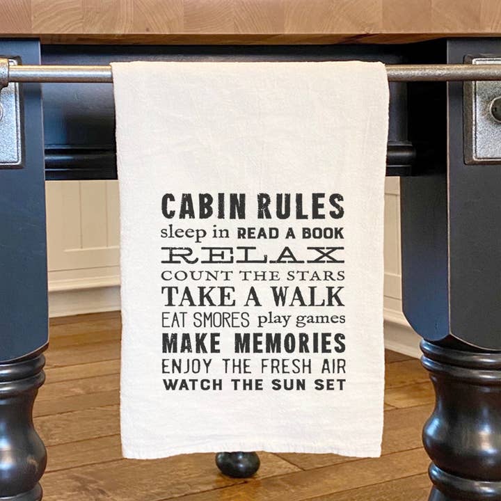 Cabin Rules - Katoenen theedoek voor wholesale door North & Pine