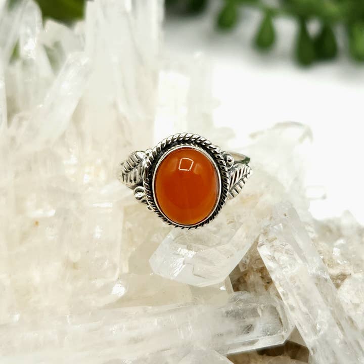 Karneol Halvædelsten Sterlingsølv (925) Ring for engroshandel hos Meraki Gemstones