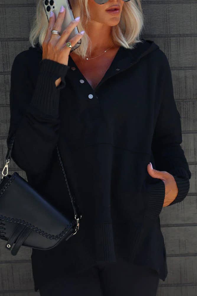 UNISHE – wholesale Hoodie – Women's – Plain Snap Button Oversize Hoodies CY1213