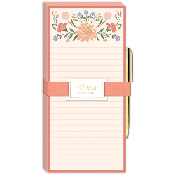 Lady Jayne - Wholesale Notepad - Chrysanthemum Magnetic List Pad With Pen