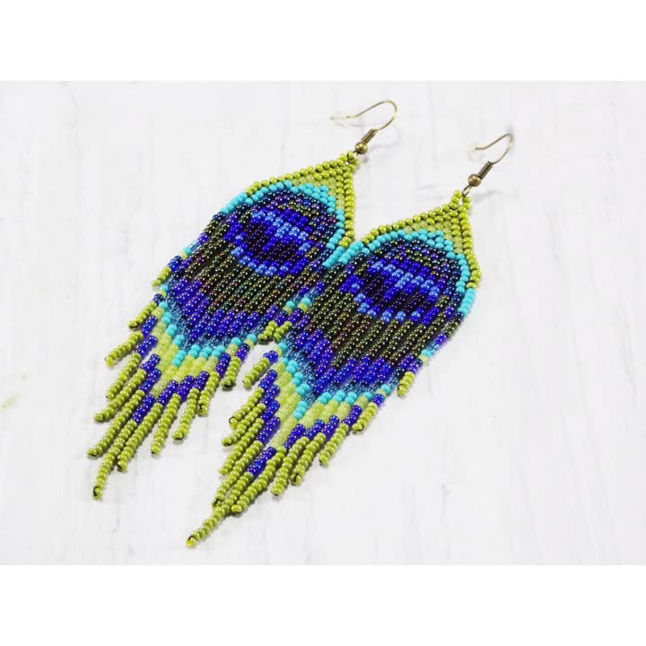 Boucles d'oreilles en plumes de paon Boucles d'oreilles oiseaux Boucles d'oreilles longues Hippie Boucles d'oreilles exotiques Boucles d'oreilles irisées Boucles d'oreilles œil totem pour la vente par Ninolia