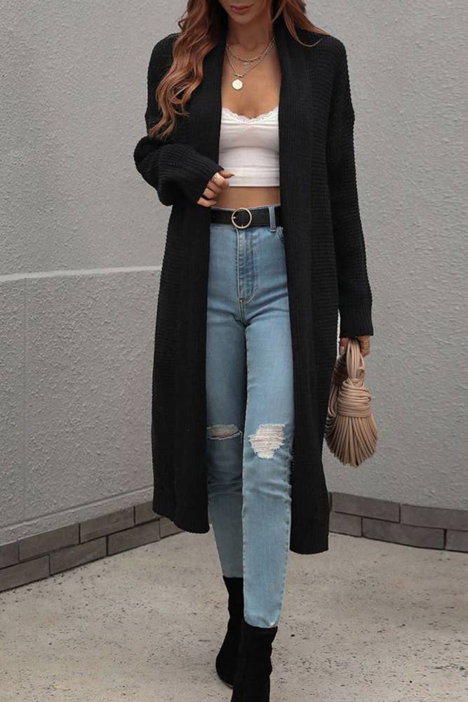 UNISHE - Wholesale Cardigan - Women's - Plain Long Length Open Sweater Cardigans MY0217