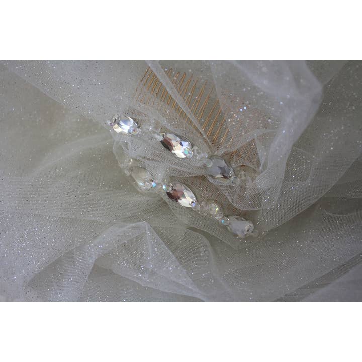 Rose Red Bridal - Wholesale Veil - Women's - Juliet Cap Wedding Veil / Vintage 1920S Style Glitter Tulle