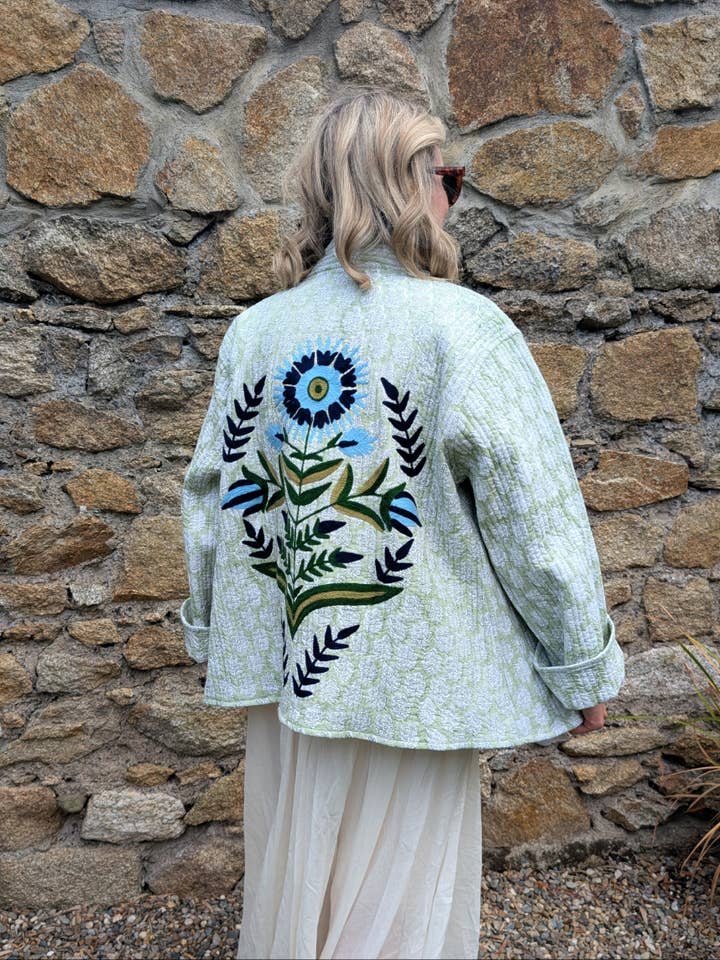 Chaqueta acolchada verde loro para venta al por mayor de LNH EDIT