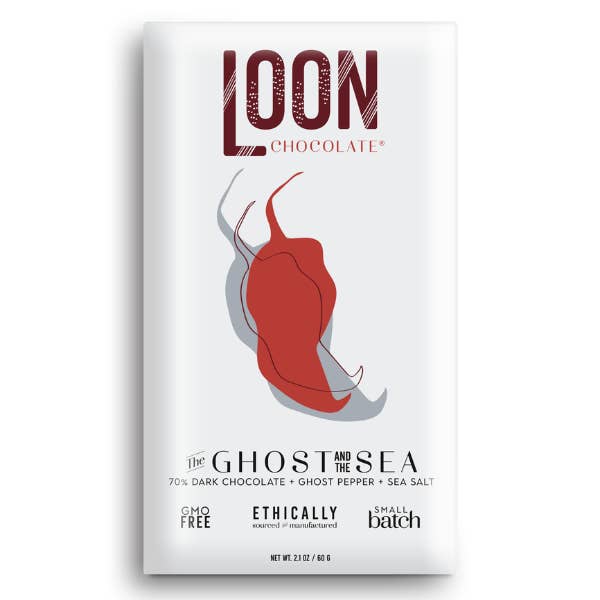 Ghost Pepper Dark Chocolate with Maine Sea Salt for wholesale by Loon Chocolate