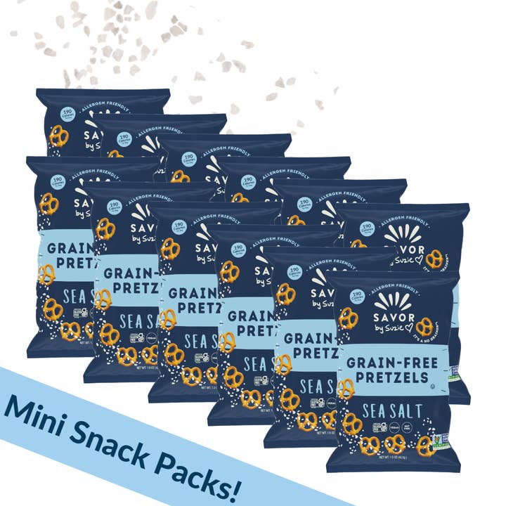 Savor by Suzie - Wholesale Pretzels - Sea Salt Grain Free Pretzels Mini Bags 1.5 oz1