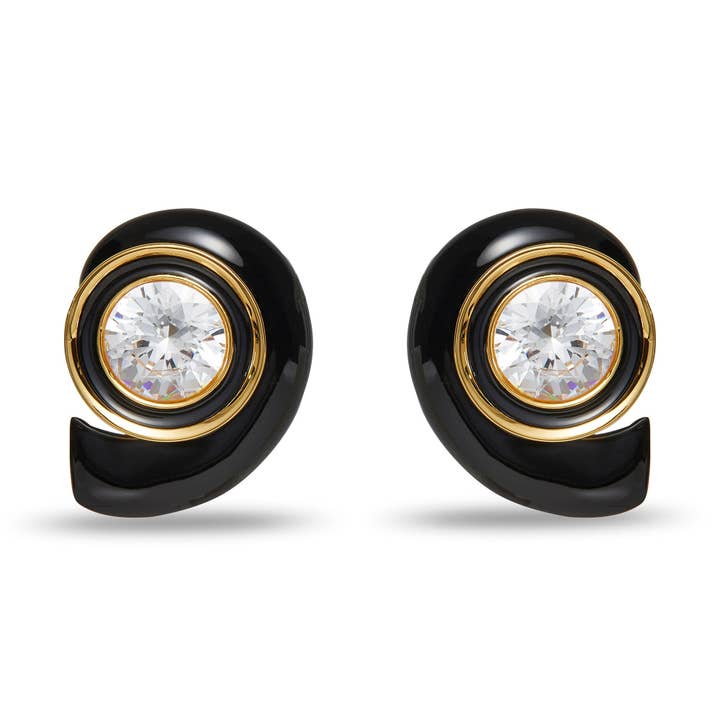 Lele Sadoughi - Wholesale Stud/Post Earrings - JET DECO SWIRL EARRINGS