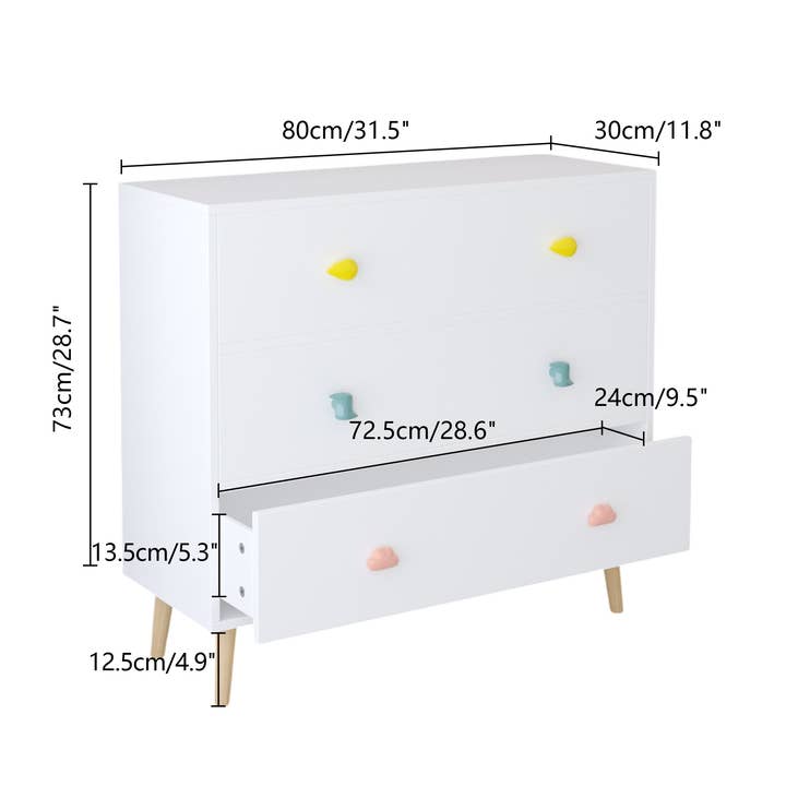 39F Inc. - Wholesale Bedroom Furniture - Colorful Kids 3-Drawer Dresser Storage Cabinet for Bedroom13