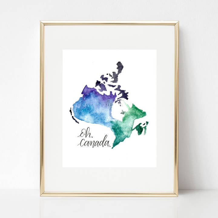 Watercolour Map of Canada Art Print for wholesale by Peak Paper Co